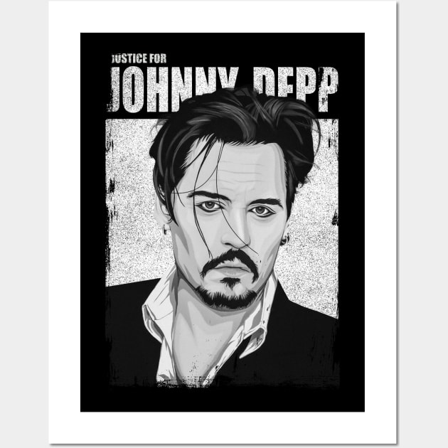 Justice for Johnny Depp Poster BW Wall Art by ActiveNerd